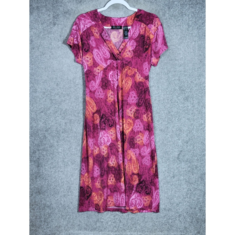 Axcess Liz Claiborne Dress Womens Size XL Pink Orange Paisley Y2K Babydoll